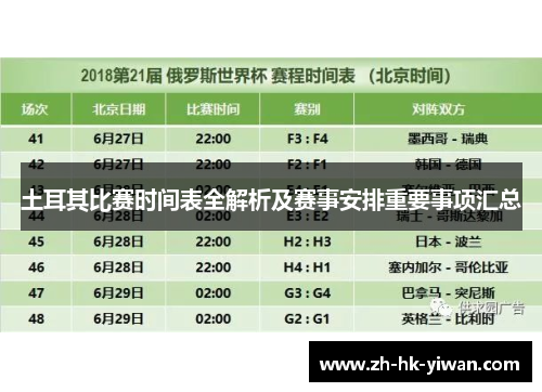 土耳其比赛时间表全解析及赛事安排重要事项汇总